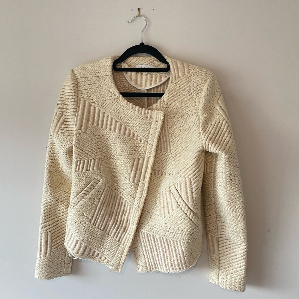 IRO Geometric Knitted Blazer with Rose Gold Shimmer Detailing - SZ 40 / Small